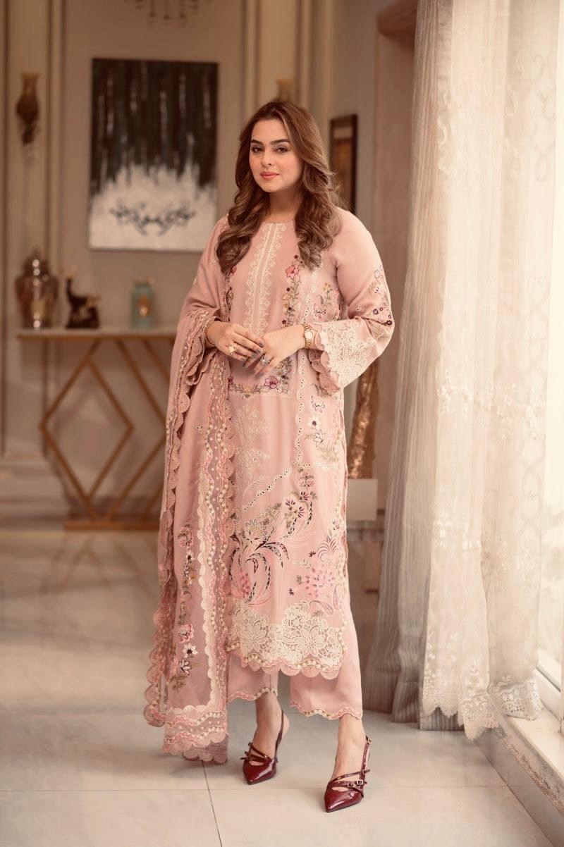 Blush Petal - Tea Pink Embroidered Lawn Unstitched 3-Piece