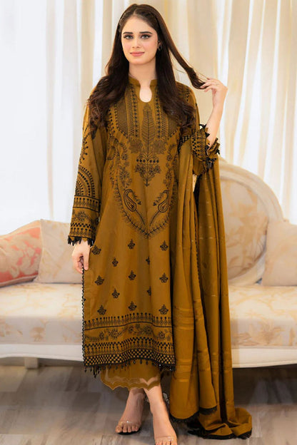 Amber Glow - Mustard Embroidered Lawn 3-Piece Suit