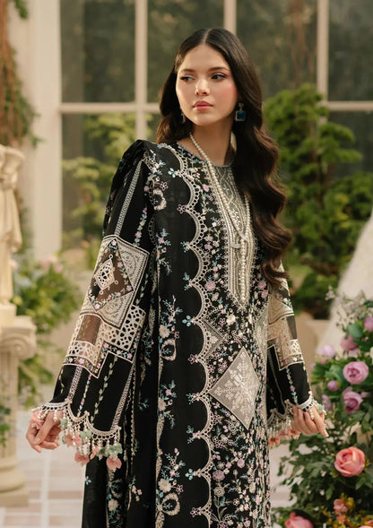 Royal Black Embroidered 3-Piece | Cutwork Lace