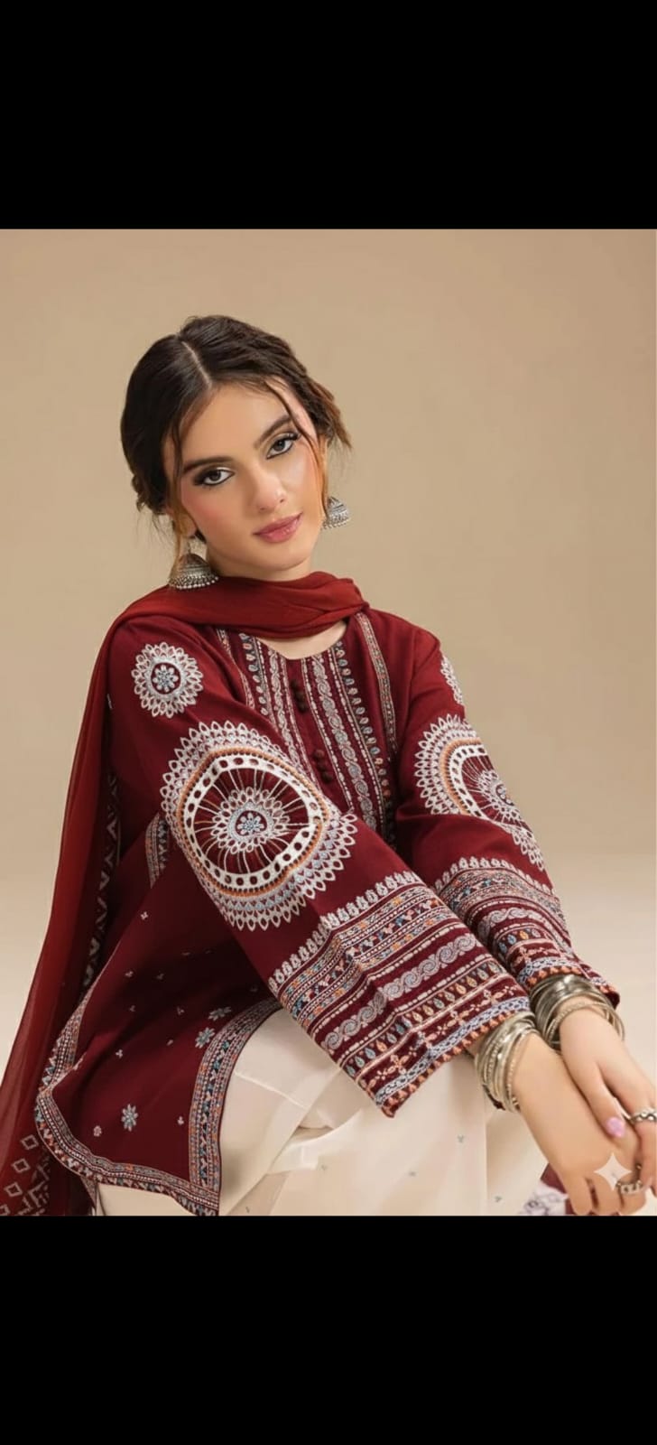 Ruby Heritage - Maroon & Ivory Embroidered Lawn 3-Piece