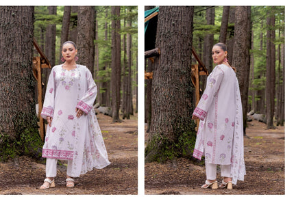 DIGITAL PRINTED LAWN THREE PIECES ALONG WITH EMBROIDERED PATCHES