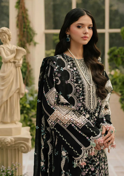 Royal Black Embroidered 3-Piece | Cutwork Lace