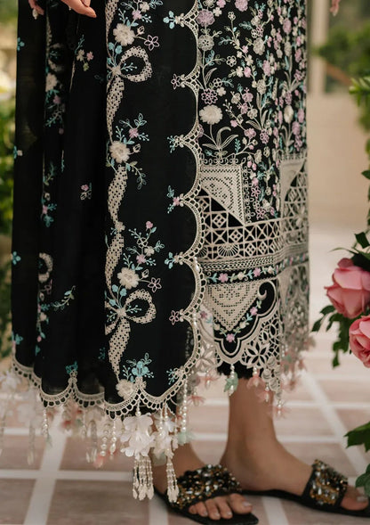 Royal Black Embroidered 3-Piece | Cutwork Lace